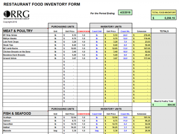 Food and Beverage Inventory Workbook